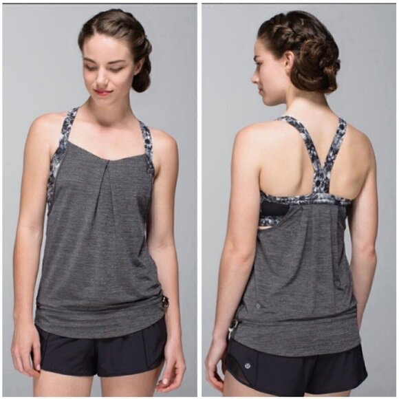 lululemon athletica Tops - Lululemon muscle Tank top black gray Rest Less Flowabunga Size 6